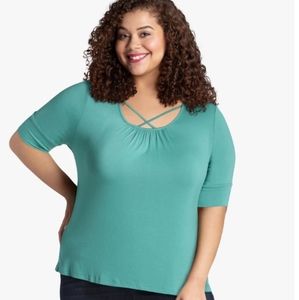 Pullover Tee with crisscross detail